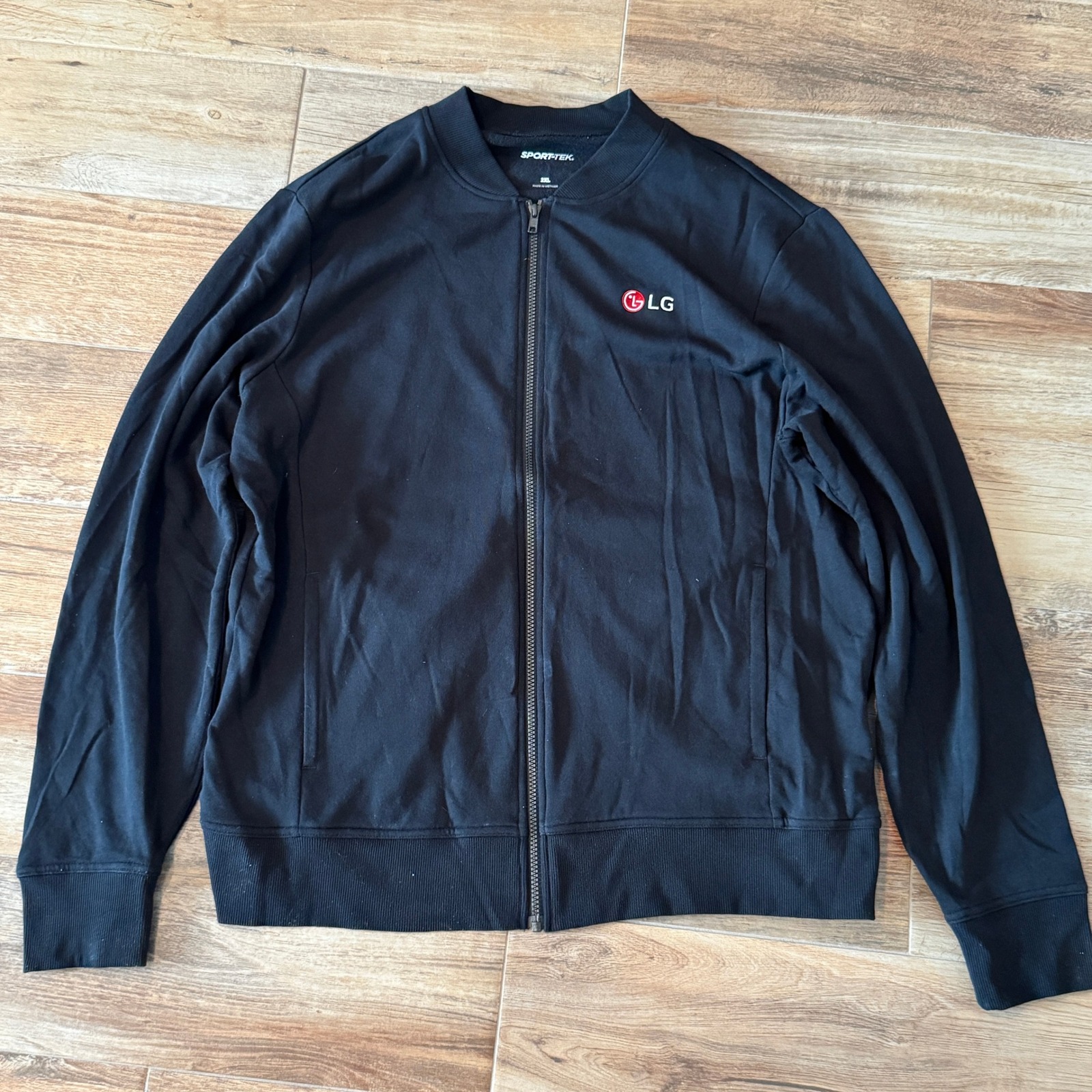 Sport Tek Lg Logo Full Zip Bomber Jacket Black Mens 3xl